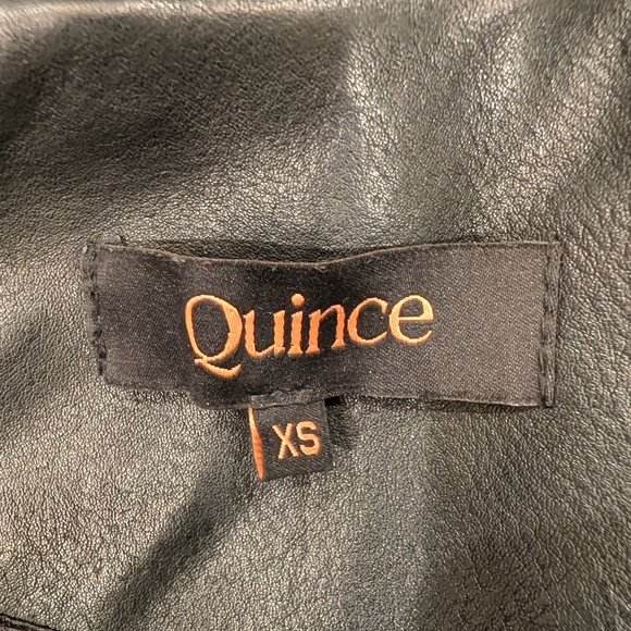 Quince Black Oversized Leather Moto Jacket Sz. XS - Picture 8 of 12